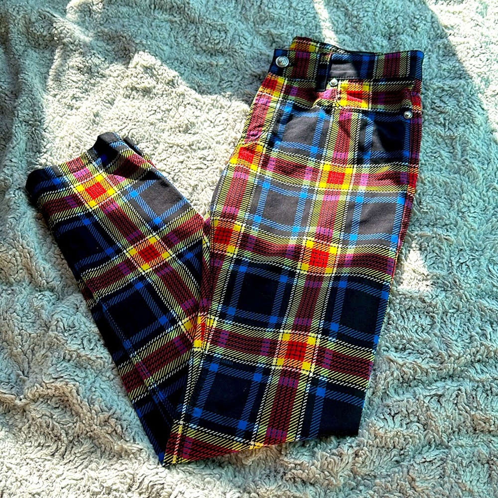 Versus Versace Color Block Plaid Pants 29